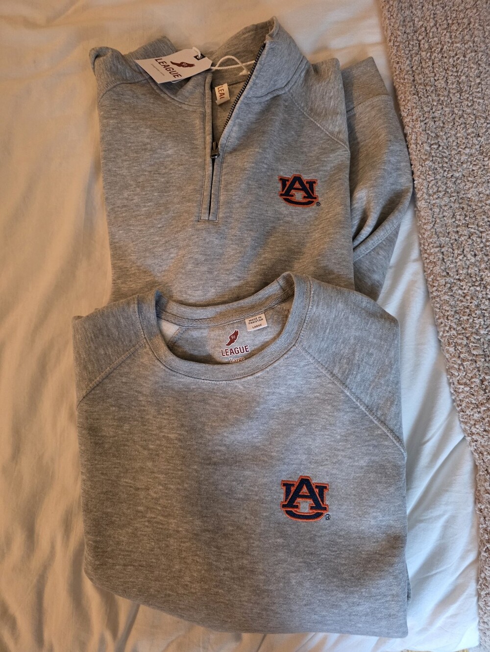 Lot Of 2 League Auburn University Sweaters - 1/4 Zip (NWT) and Crewneck